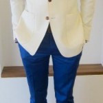 Bright Blue Pants with White Jacket